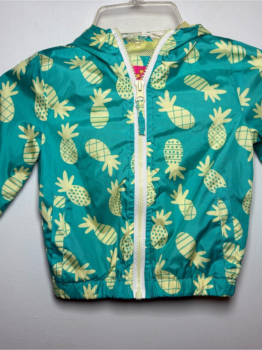 Pink Platinum Teal and Yellow Pineapple Kids Swim Rashguard